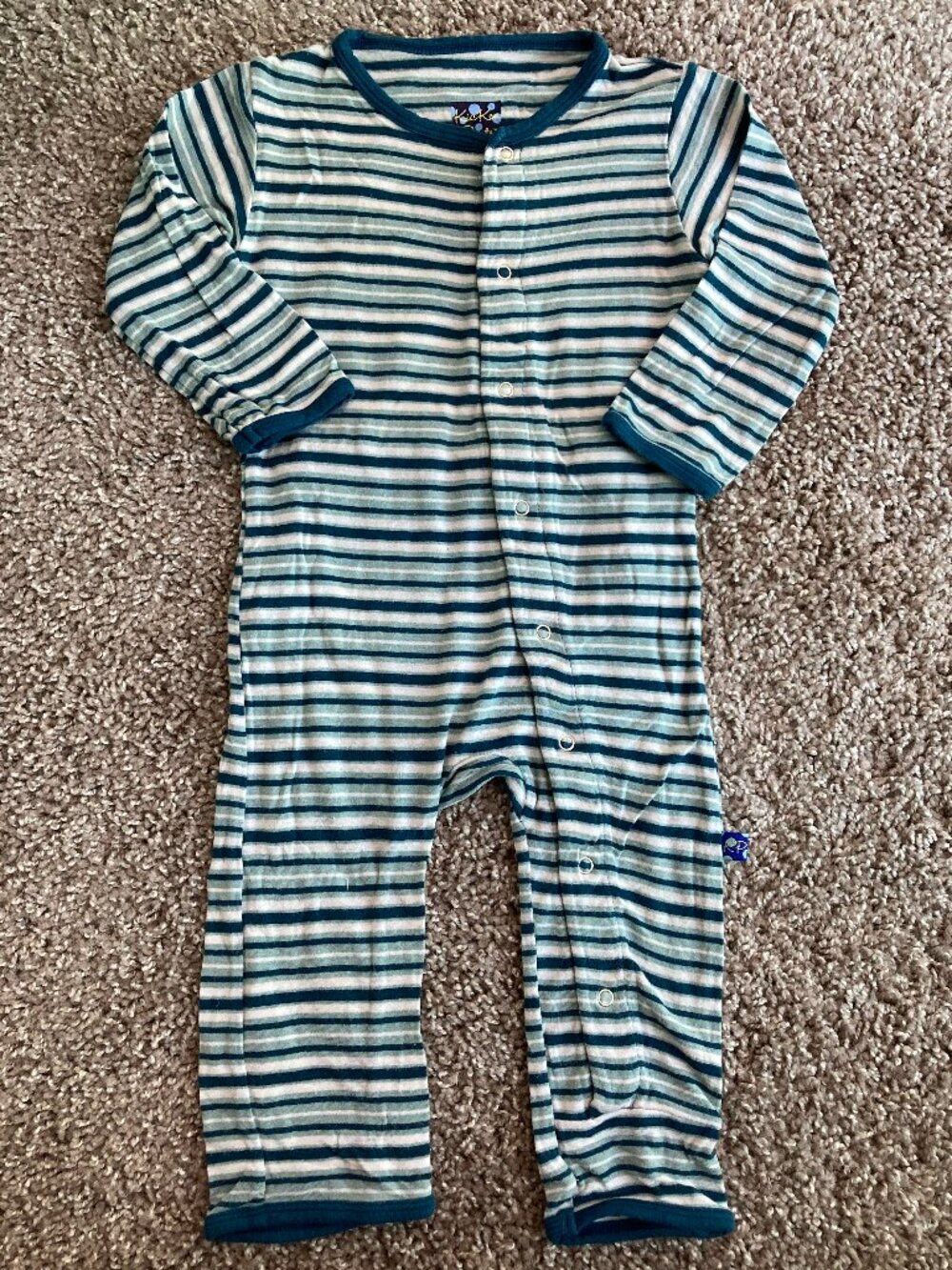 Kickee Pants Blue Striped Pjs Size 12mo